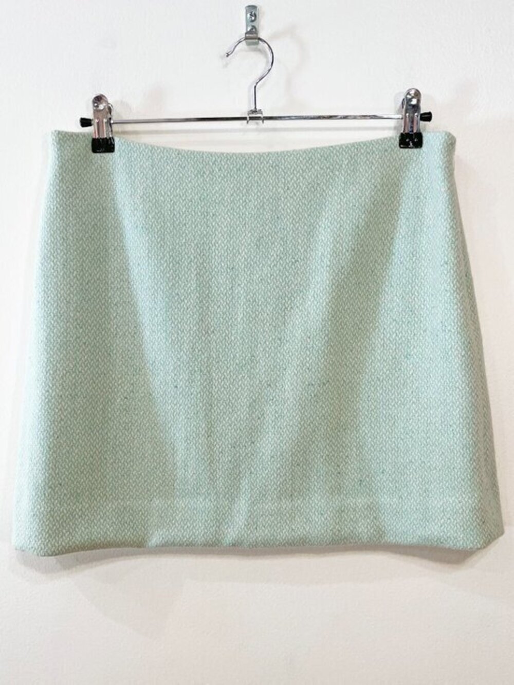 New J.Crew Wool Blend Tweed Mini Skirt Aqua Cream 10